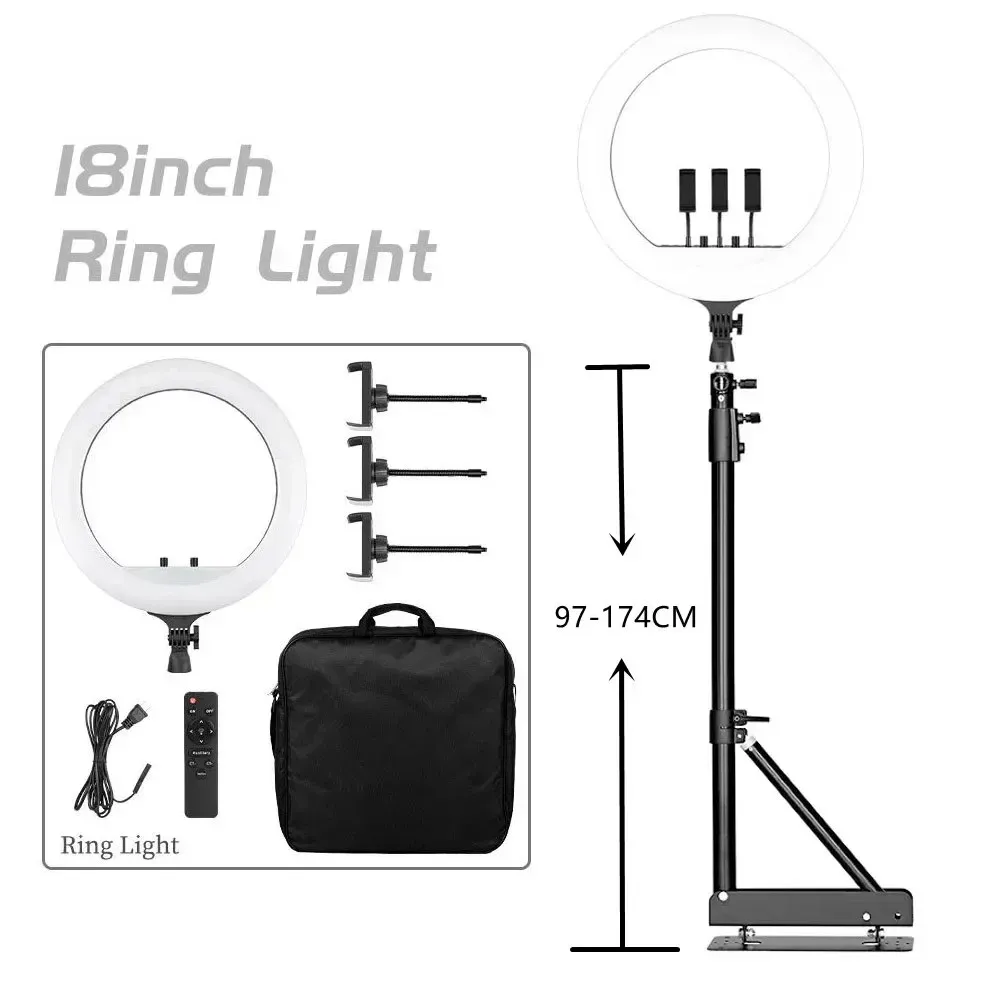SH 45cm 18 inch Ringlamp USB Oplaadbaar Selfie LED Lamp met Statief Dimbaar Fotografie Licht voor Foto Fotografie Studio