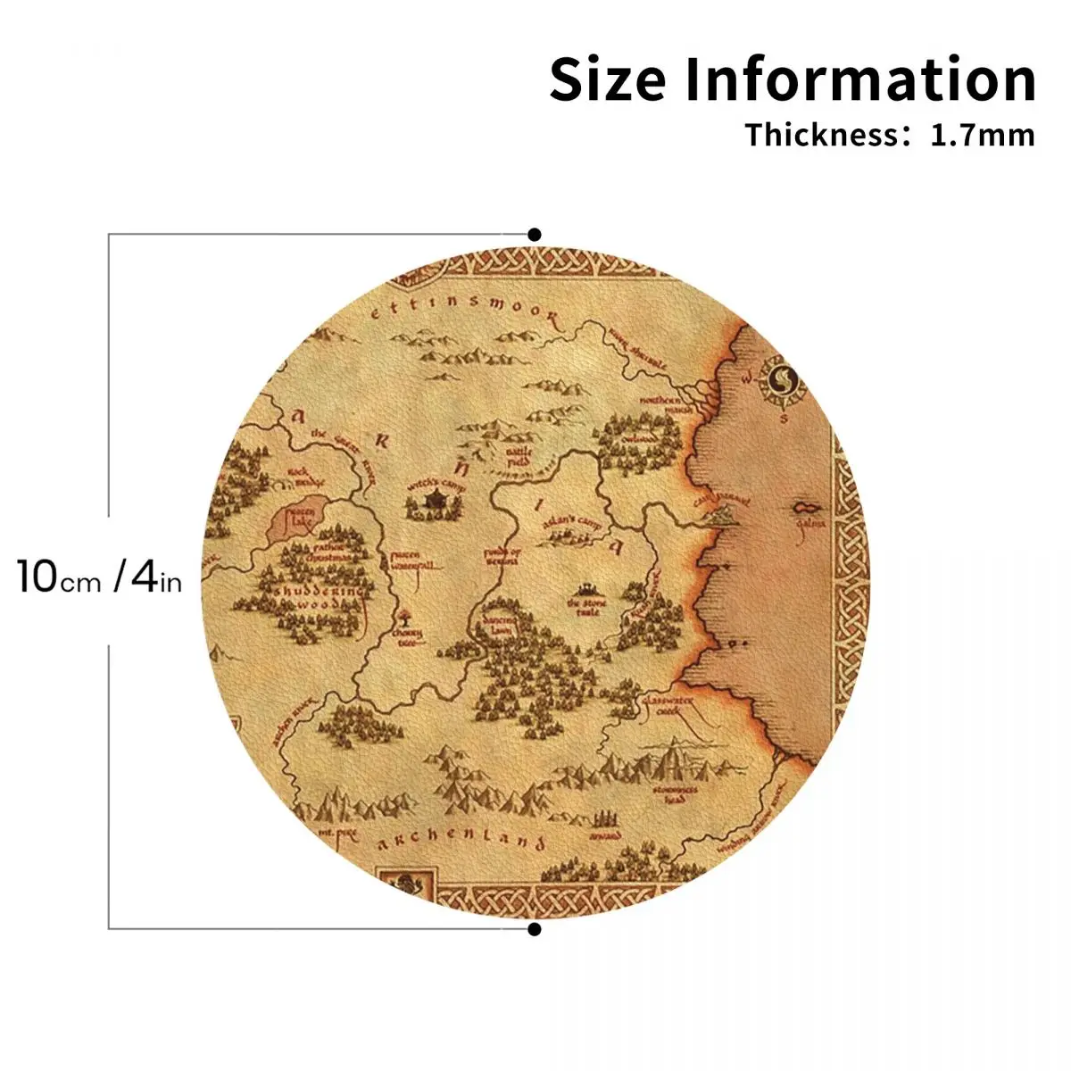 Map Of Narnia Coasters PVC Leather Placemats Non-slip Coffee Mats for Decor Home Dining Pads Set of 6