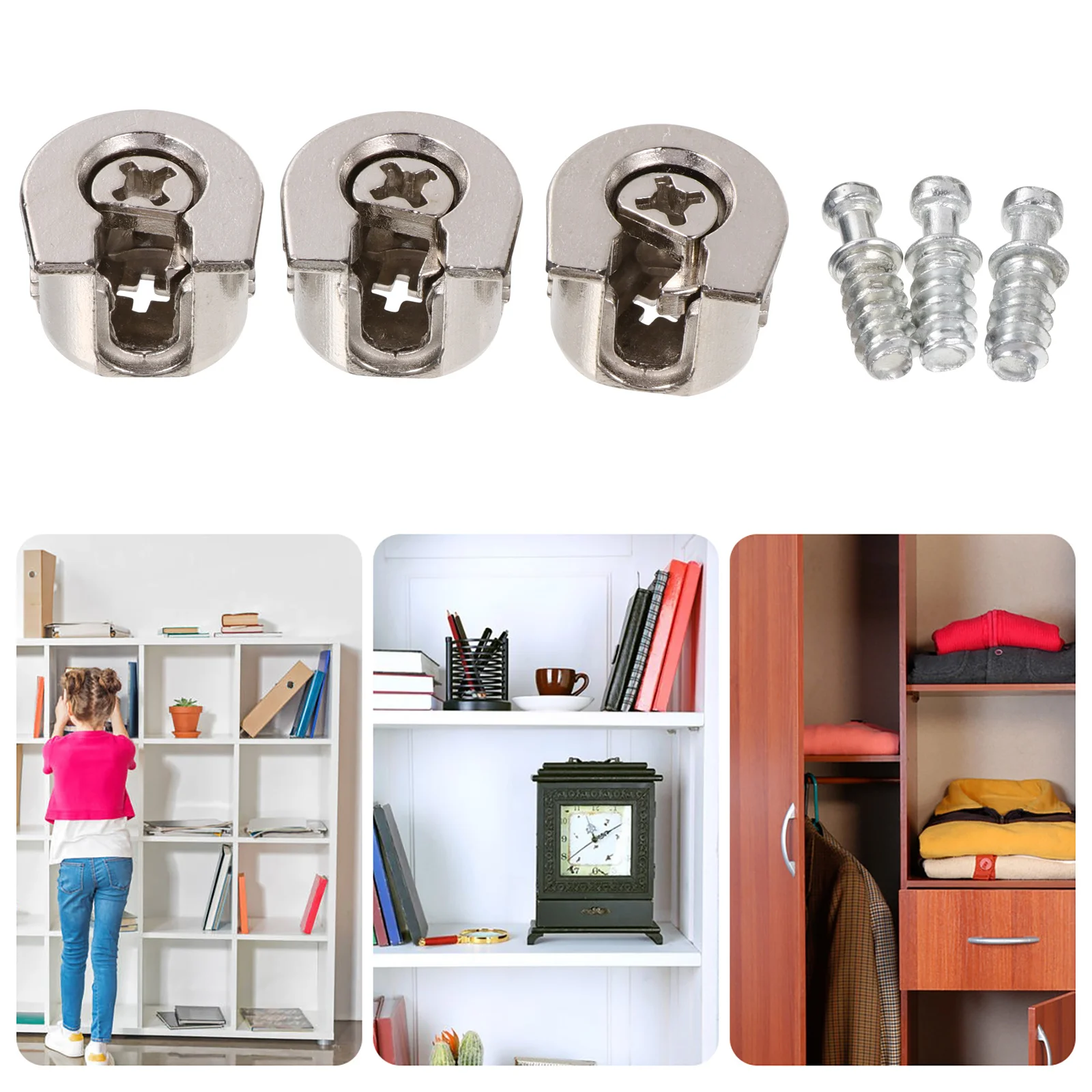 

10 pcs 3-In-1 Plate Shelf Support Corner Connectors For Cabinets Furniture Assembly Eccentric Fittings Nut Fasteners