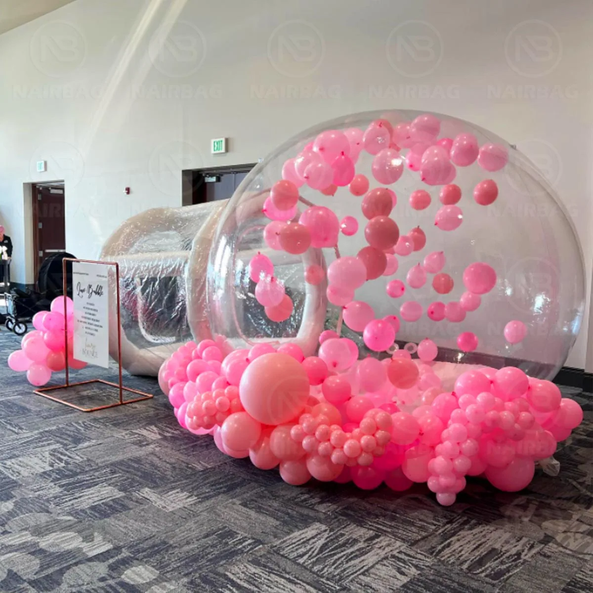 NAIRBAG 10ft aufblasbares Blasenballon-Hauszelt, Blasenhaus, Luftkuppelzelt, Gartenzelt mit Gebläsepumpe für Hochzeit und Party