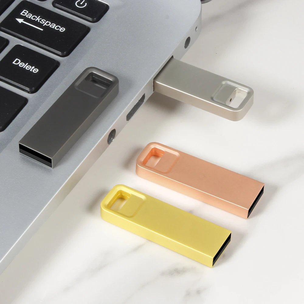 Original genuine office product Metal USB Flash drive Business gift Memory stick 128GB 64GB 32GB 16GB 8GB 4GB Silver Pen drive
