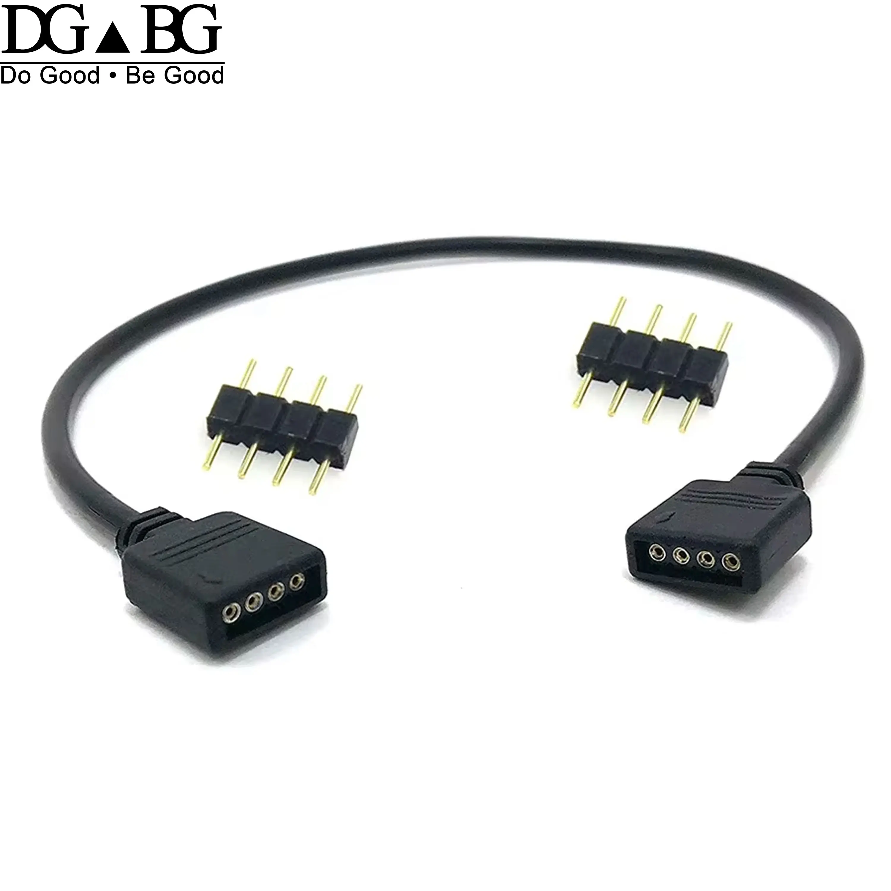 4 Pins RGB LED tape Connector 1 to 1 2 3 4 5 plug power Splitter Cable 4pin needle female Connector wire for RGB Led Strip Light