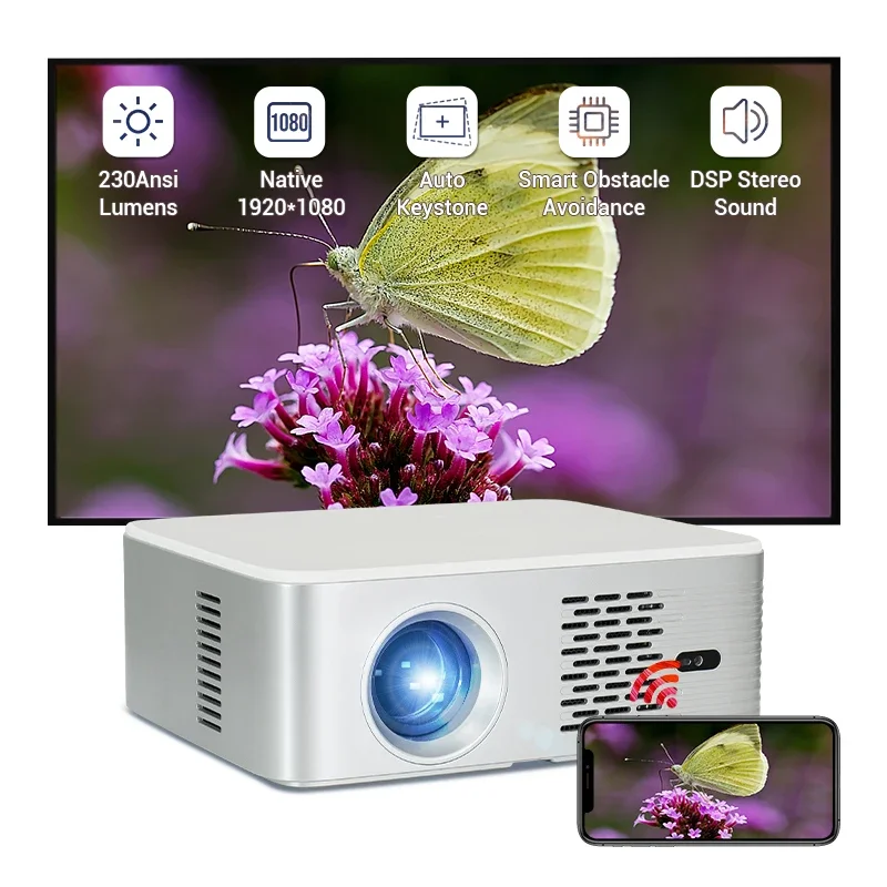 Hotack New arrival 350ANSI Native 1080P LCD Portable Projectors Smart Android Proyector Mini Projector 4K