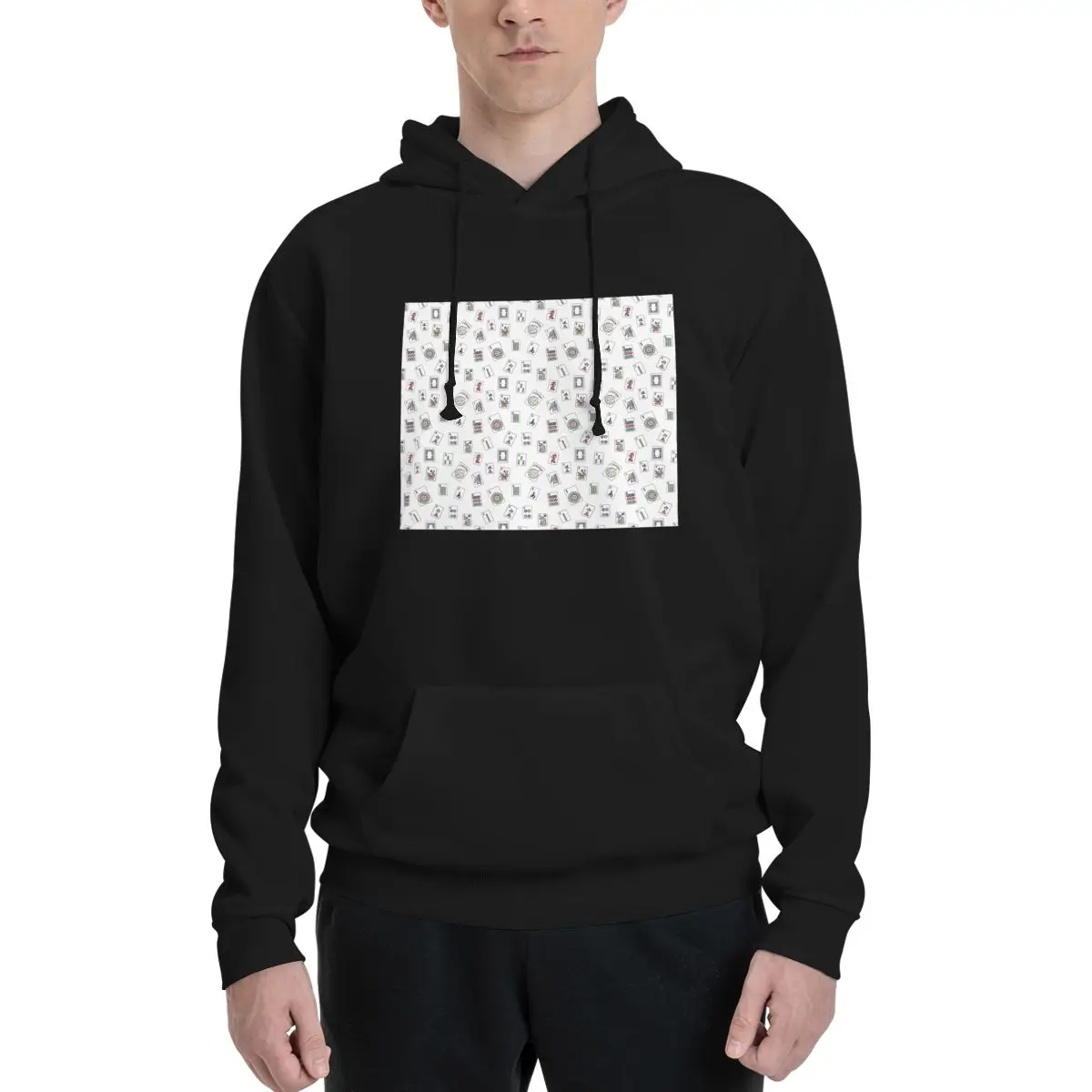 

Белая толстовка с капюшоном для маджонга, пуловер в стиле хип-хоп, осень-зима, мужская и женская толстовка для пар, топы с длинными рукавами