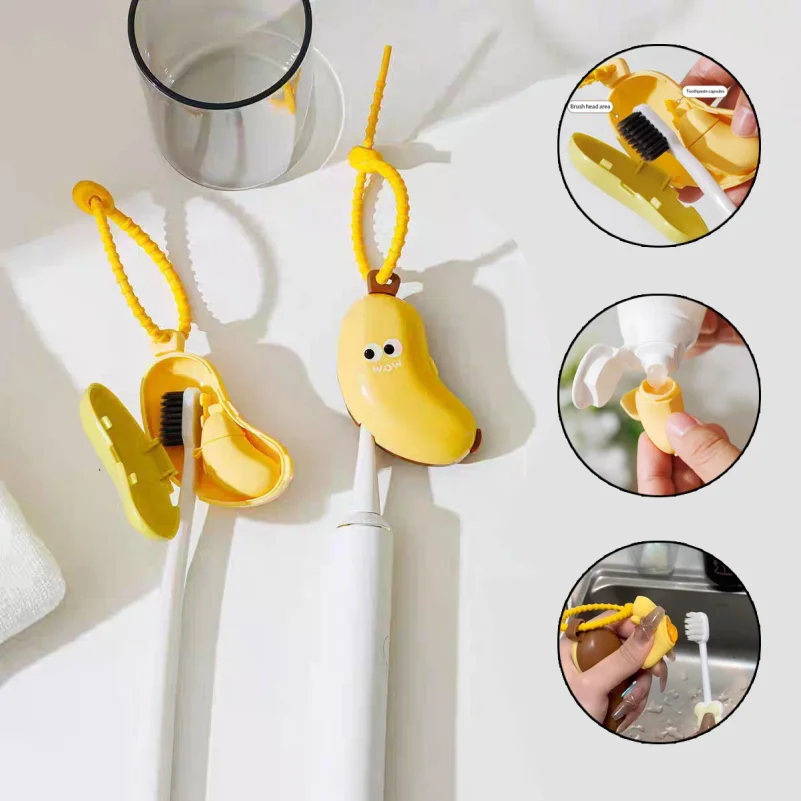 Banana toothbrush protective cap with toothpaste storage box - compact and convenient - essential toothbrush cover for travel