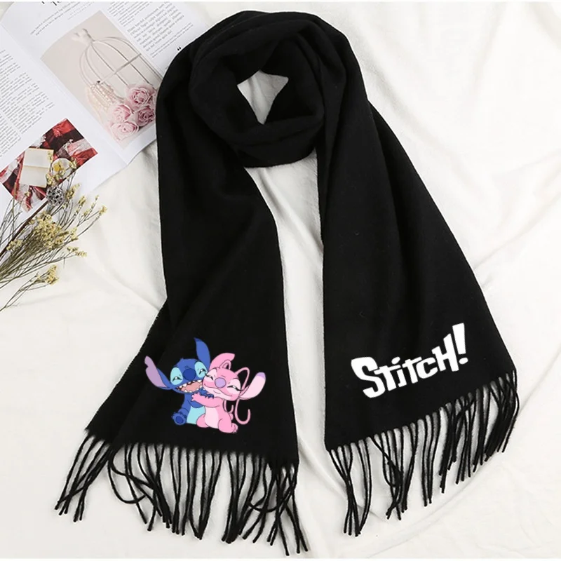 Stitch Disney Fall and Winter Warm Scarf Winter Faux Cashmere Tassel Shawl Boys Girls Scarf Children Christmas Birthday Gift