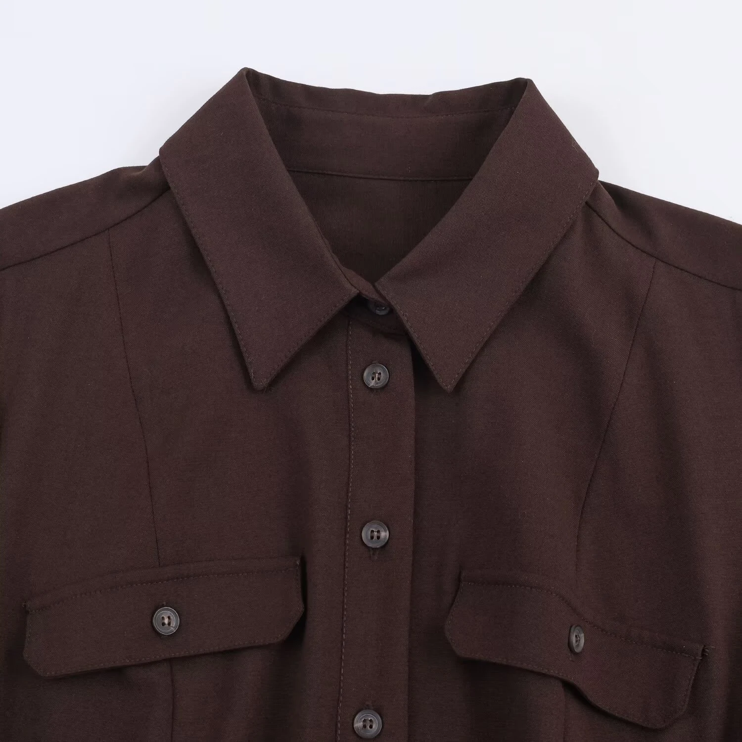 Winter New Arrivals Women's Fashion European and American Style Casual Flared Collar Long Sleeve Belted Shirt Dress