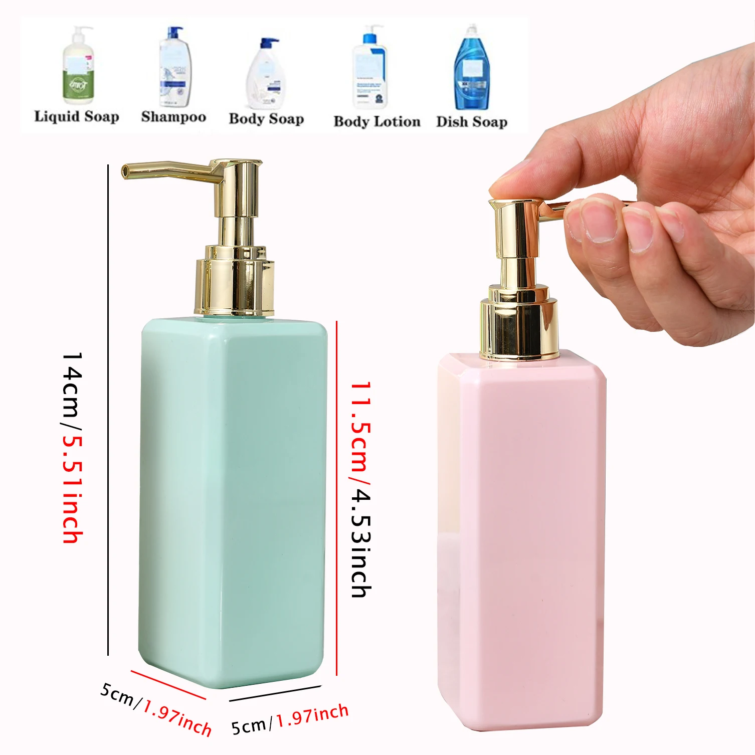 250ml Soap Pump Dispenser Bathroom Shampoo Kitchen Dish Square Pump Bottle Refill Shower Plastic Hand Liquid Storage Container