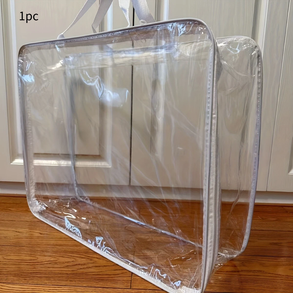 2 Stück extra große PVC-Aufbewahrungstasche mit Reißverschluss und robustem Reißverschlussgriff – strapazierfähige Kunststoff-Umzugsbox, transparente Aufbewahrung – Detail 6