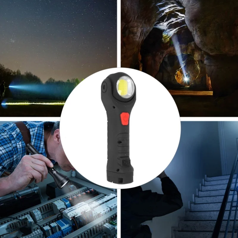 Flashlight 360 Degree Rotatable USB Charging Super Bright Magnetic Handheld Work Light For Outdoor Emergency