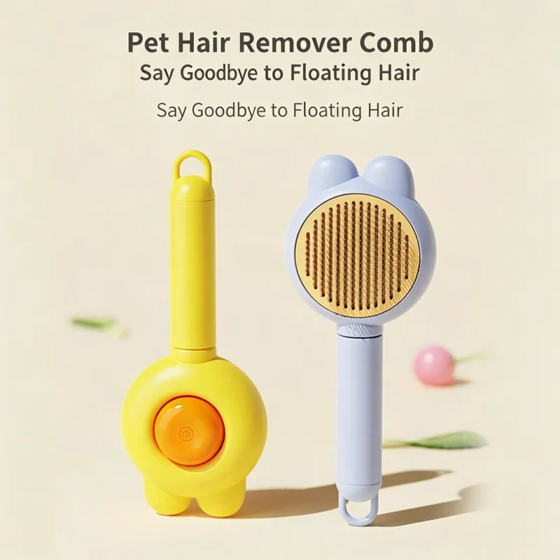 One Click Self Cleaning Pet Grooming Comb Floating Fur Removal Massage Brush Daily Beauty Care Tool For Cat Dog Puppy Kitten