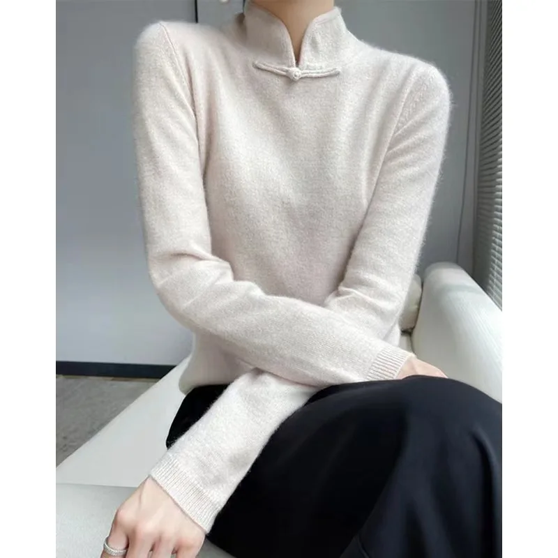 Autumn Winter Wool Knitted Sweater Women\'s Solid Loose Elasticity Casual Fashion Pullovers High Quality Knitwear Tops