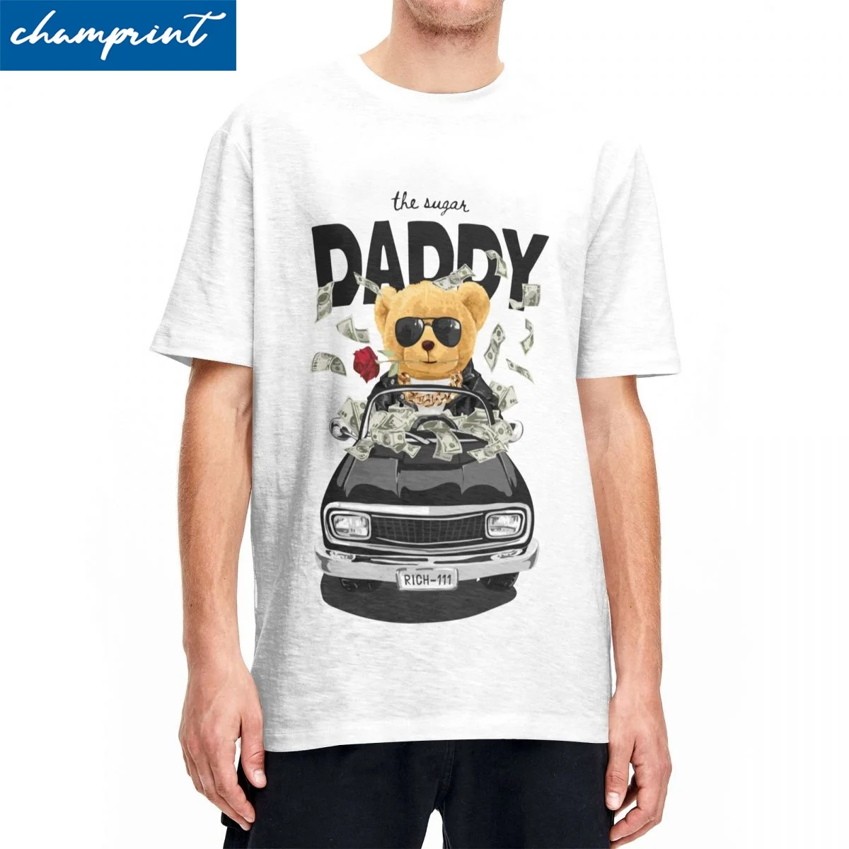 Men Women Teddy The Sugar Daddy T Shirts Bear Pure Cotton Clothes Crazy Short Sleeve Round Collar Tees Plus Size T-Shirt