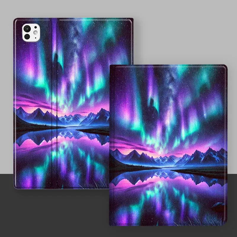Aurora Reflection Cover For iPad Pro Mini Air 1 2 3 4 5 6 7 10 11 th 8 9 gen 11 M4 M5 Foldable Tablet Case
