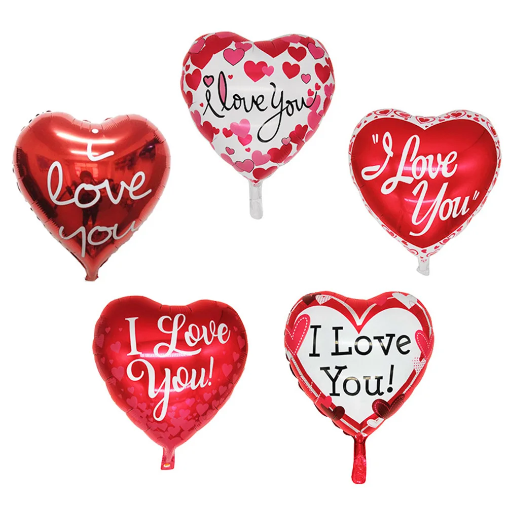 

5pcs Heart Shaped Balloons Red Foil Love Decor Valentine Day Party Wedding Balloon Decor Photo Props Background