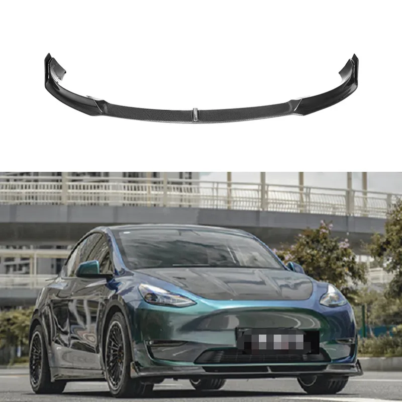 For Tesla Model Y 2021+ V Style New Carbon Front Bumper Lip Spoiler Body Kit