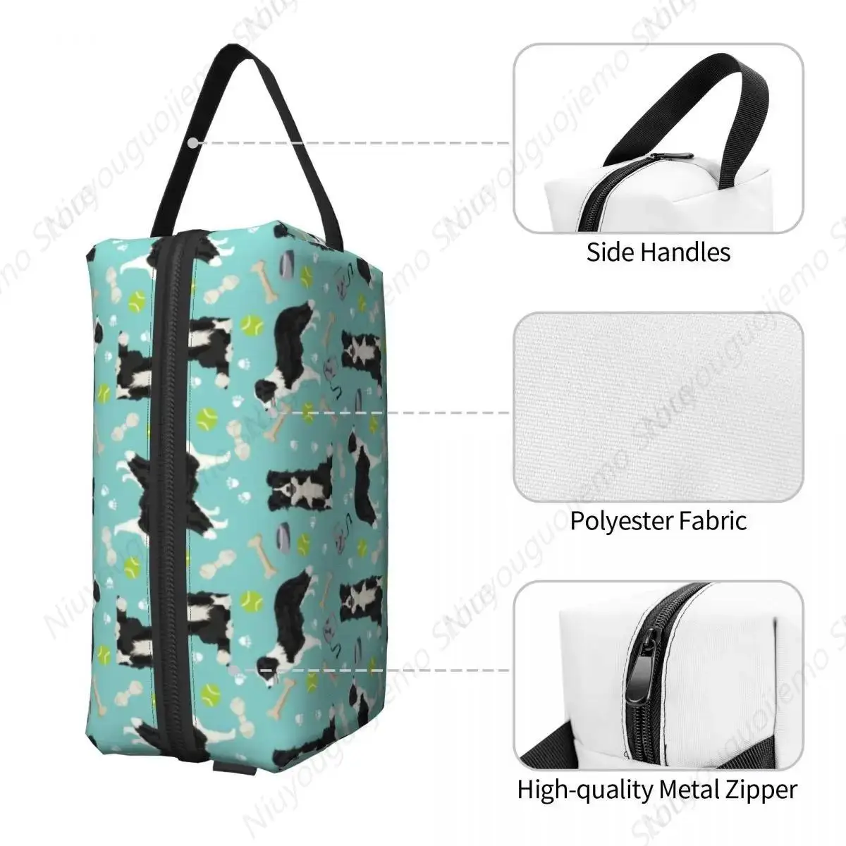 Border Collie Makeup Bag for Women Travel Cosmetic Organizer Fashion Friendly Dog Storage Toiletry Bags