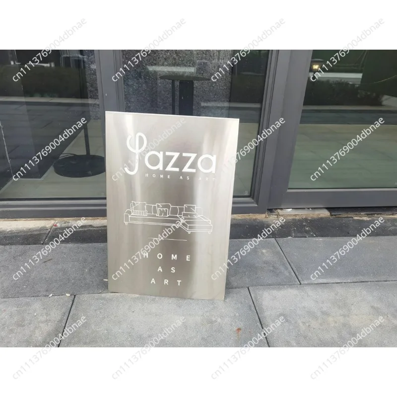 Mirror stainless steel display sign, floor standing sign billboard, vertical sign customization at the outdoor entrance of the
