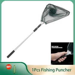 150CM Fishing Nets Aluminum Alloy Fishing Tools Small Mesh Foldable Landing Net Pole Casting Network Trap