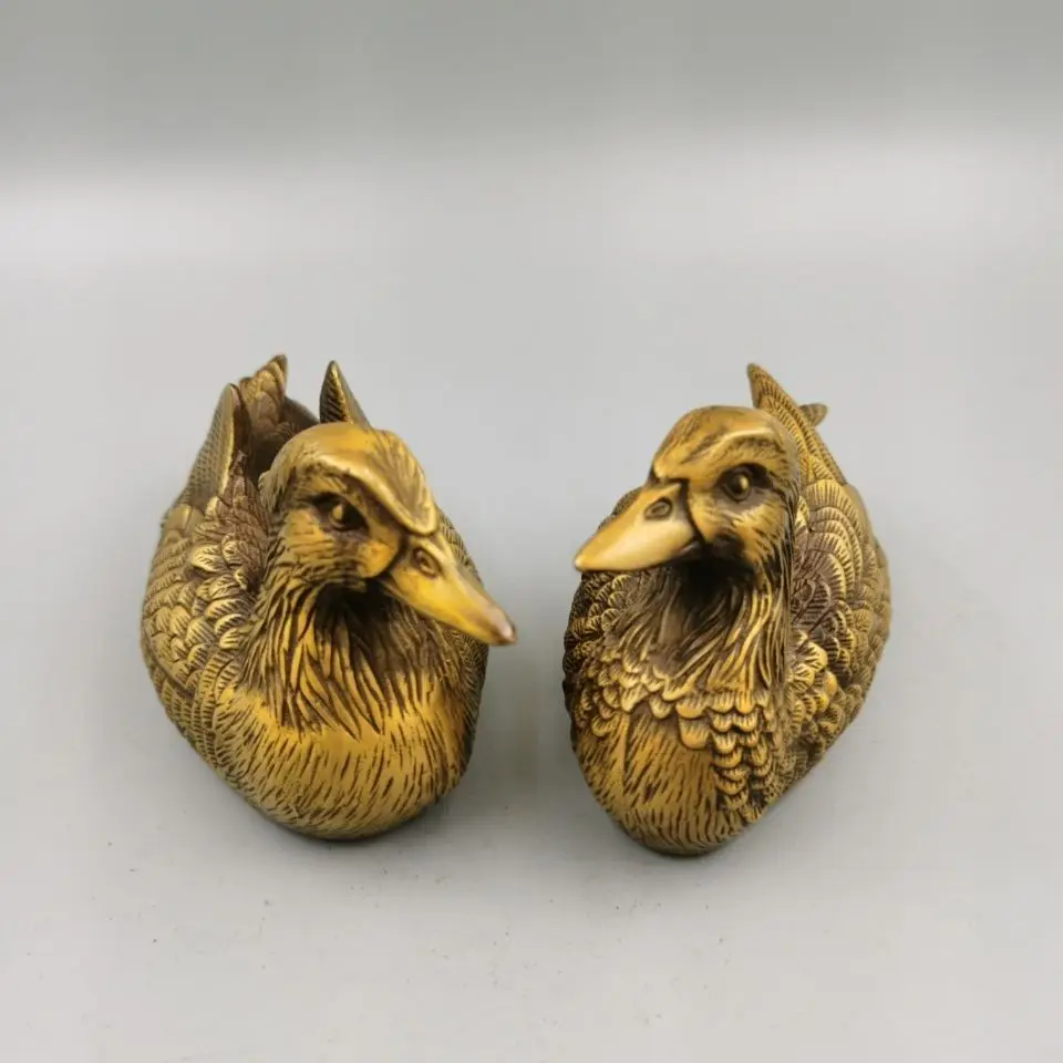 Copper Lucky Mandarin duck Statue wedding animal duck Statue Office Home Decor Gift for Desk Ornament