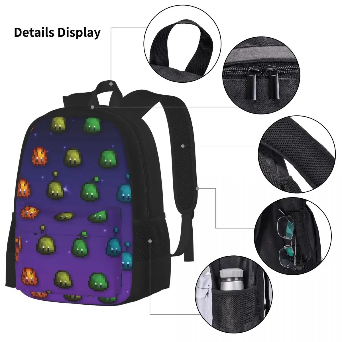 Stardew Valley Regenbogen Slimes Rucksäcke Jungen Mädchen Bücher tasche Studenten Schult aschen Kinder Rucksack Lunch Bag Stift Tasche dreiteiliges Set