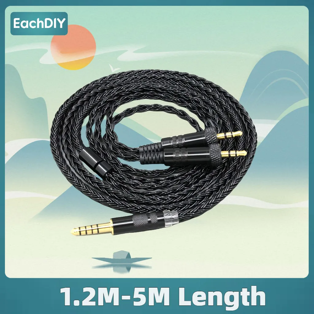 

16 Core Earphone Cable For Sony MDR-Z1R MDR-Z7 MDR-Z7M2 With Screw To Fix Headphone Black Braided 8866