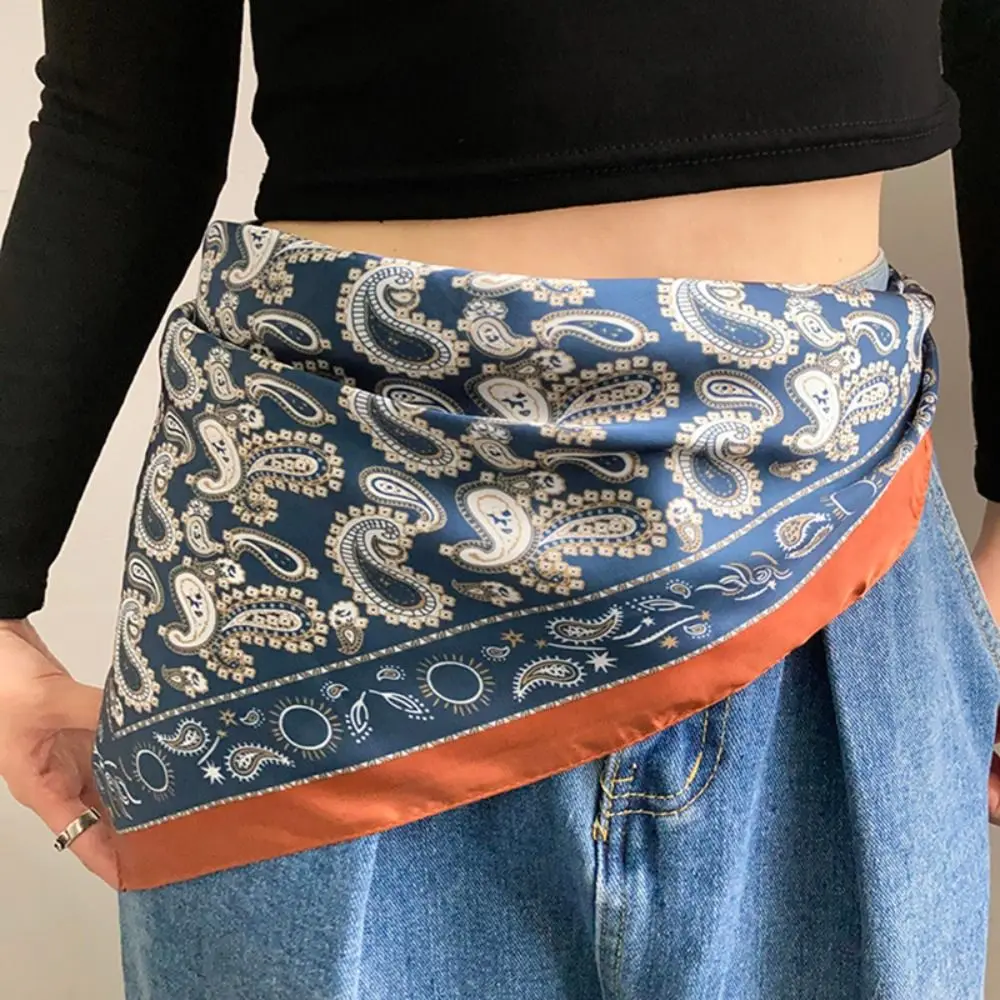 

Модный шарф с поясом в стиле ретро, штабелируемый, высококачественный шелковый шарф, многофункциональный свободный пояс, одежда с уплотнением на талии