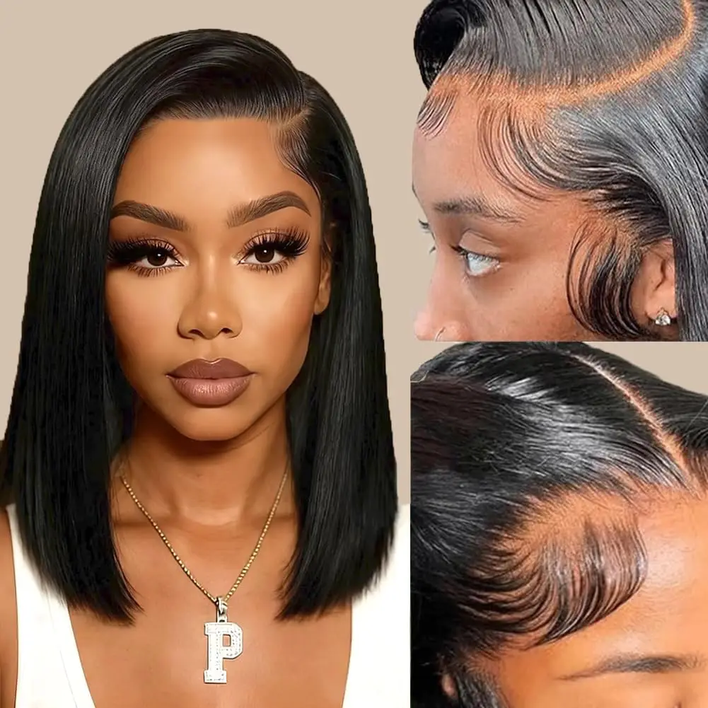 

Бразильский парик 13*4 на шнуровке, короткие парики из натуральных волос, волосы Remy 5*5, кружевной короткий боб, прямой парик для женщин, швейцарские кружевные волосы QT