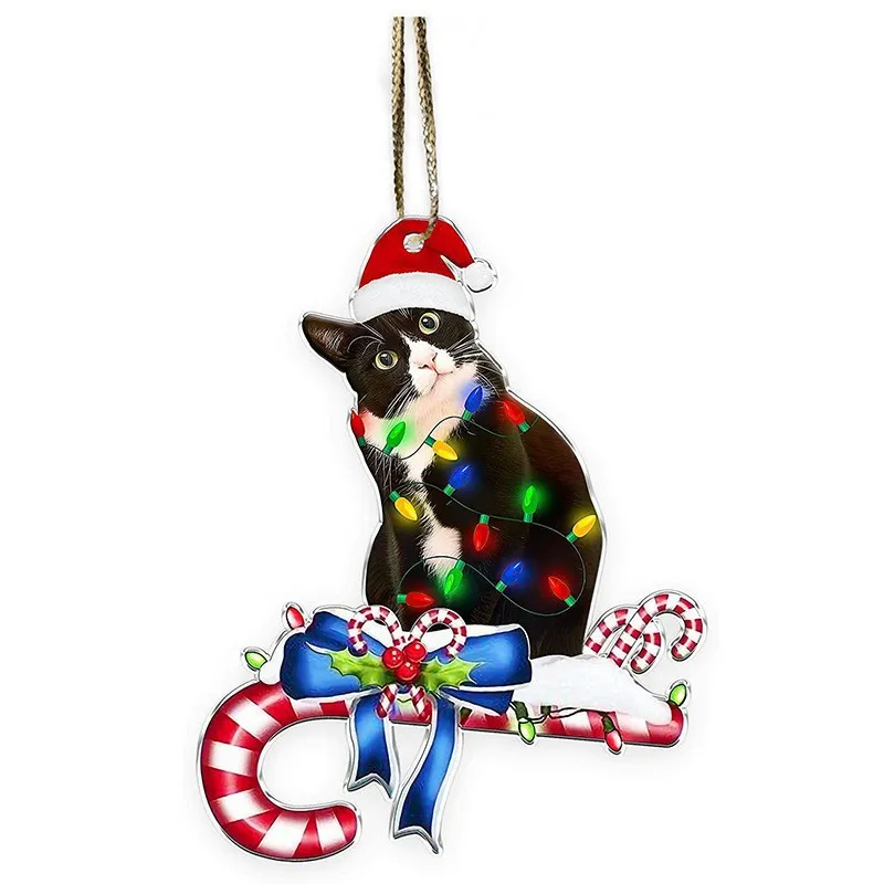 Cartoon Cat Christmas Decoration Christmas Tree Hanging Ornament Present Party Gram Plane Decor Accessories Adorable Kids Toys