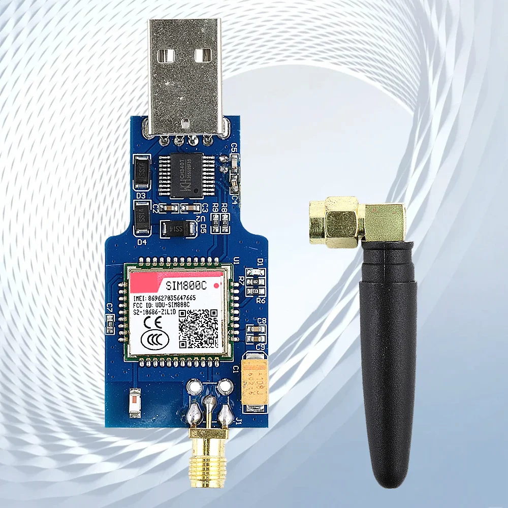 USB to GSM Serial Port SIM800C Module CH340T Quad Band GPRS SIM 2.4G BT Data Transmission PC Control Modules USB to Serial Chip