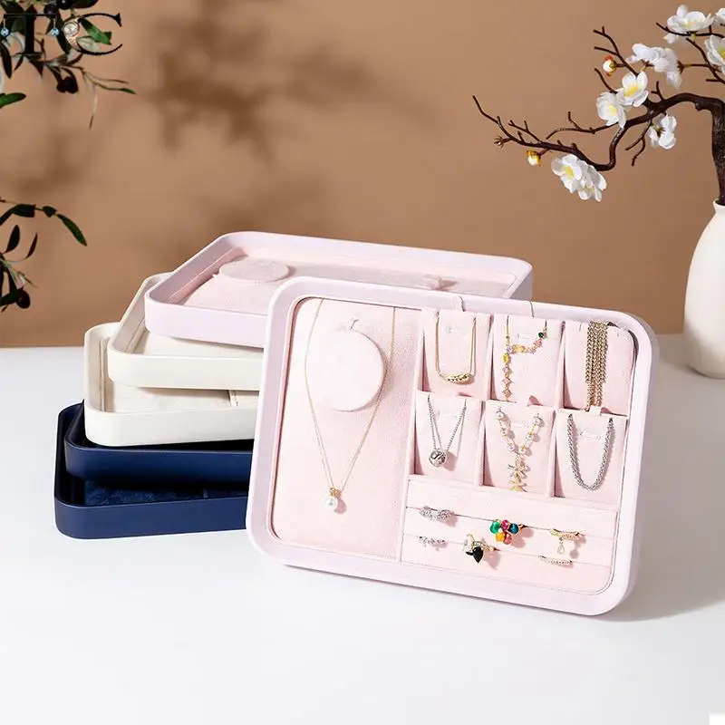 

Velvet Jewelry Display Stand Ring Stud Necklace Pendant Bracelet Storage Display Tray Counter Display Plate