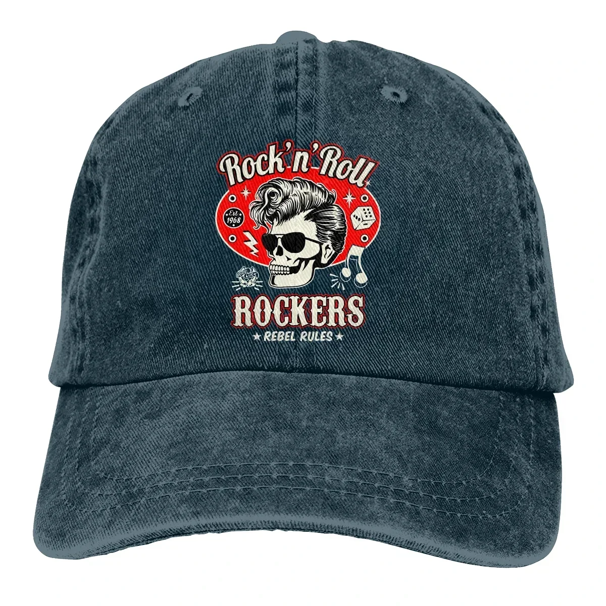 Berretto da baseball da uomo lavato Skull Dice Rockers Trucker Snapback Caps Cappello da papà Rockabilly Rock and Roll Cappelli da golf