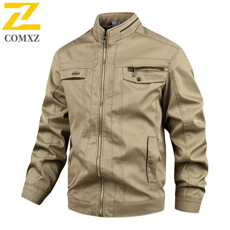 

COMXZ 2025 Spring Cross Border Workwear Vintage American Jacket Coat Men Middle Aged Dad Style Business Casual
