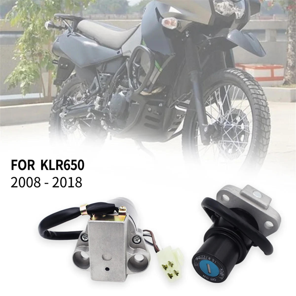 

T47C_Motorcycle Ignition Switch Lock GAS Fuel Tunk Cap Lock with Key Set for Kawasaki KLR650 2008-2018