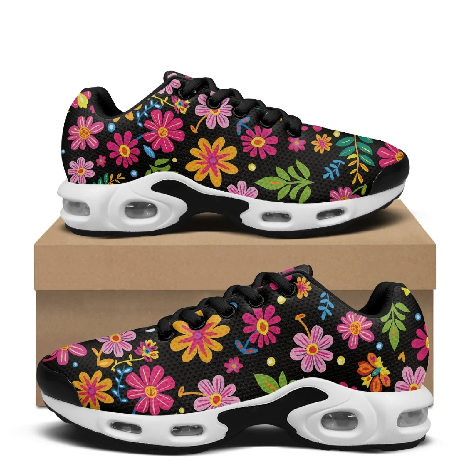 PENSTROLL Flowers Design Non Slip Tennis Fashion Sneakers Casual Walking Shoes for Mens Modern Fitness Sneakers