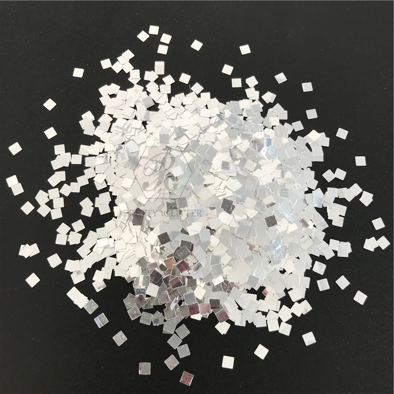 PrettyG Atacado 3mm Pequenas Formas Quadradas Glitter Espelho Preto Lantejoulas Glitter Para Arte Artesanato Prego Maquiagem Decoração Acessórios