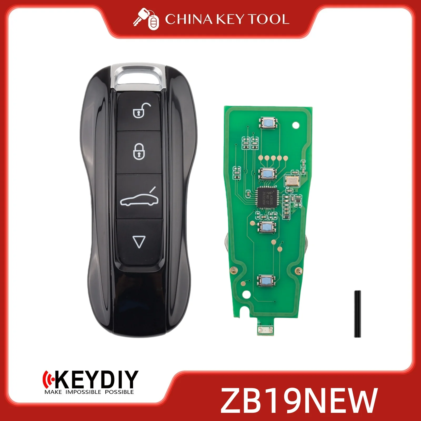 

KEYDIY KD ZB19 (НОВЫЙ) Универсальный интеллектуальный дистанционный ключ с 4 кнопками, совместимый с Porsche Type