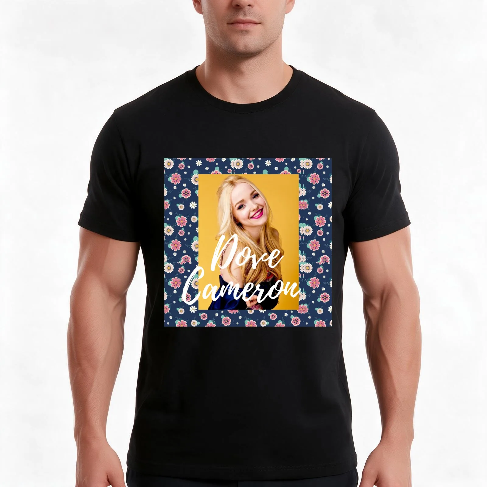 Dove Cameron T-Shirt, Summer Casual Cotton Tee, Oversized Streetwear Tops, Vintage Graphic Print, Loose Fit Short Sleeve