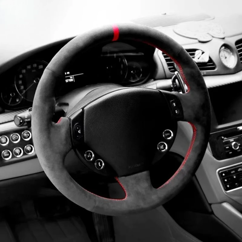

100% Fit for Maserati GranTurismo GT GTS Hand Stitched wear resistant suede non-slip car Steering Wheel Cover
