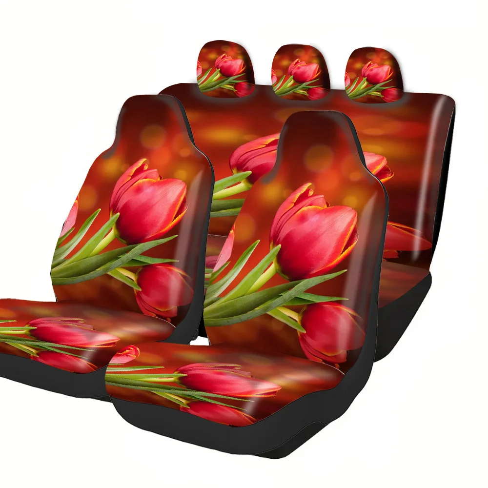 Trendy Printed Car Seat Covers With Vibrant Tulip Flower Bloom Designs Perfect Halloween Christmas New Year Easter Gifts For Goo