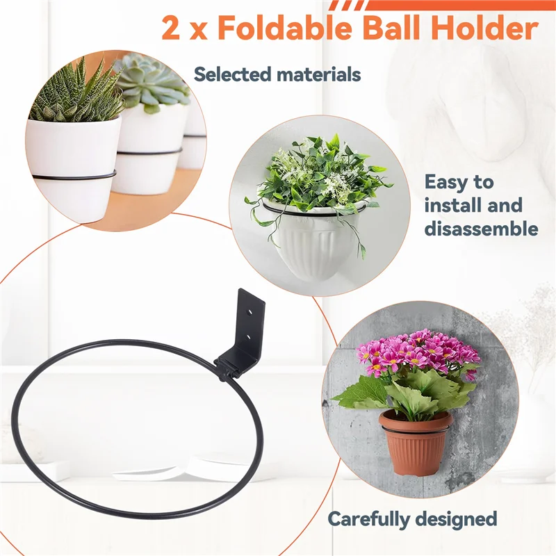 

2 Pack Foldable Ball Holder Wall Mounted,Sports Ball Display Rack For Basketball Volleyball Rugby Soccer Football-[AA85 Bfdd]