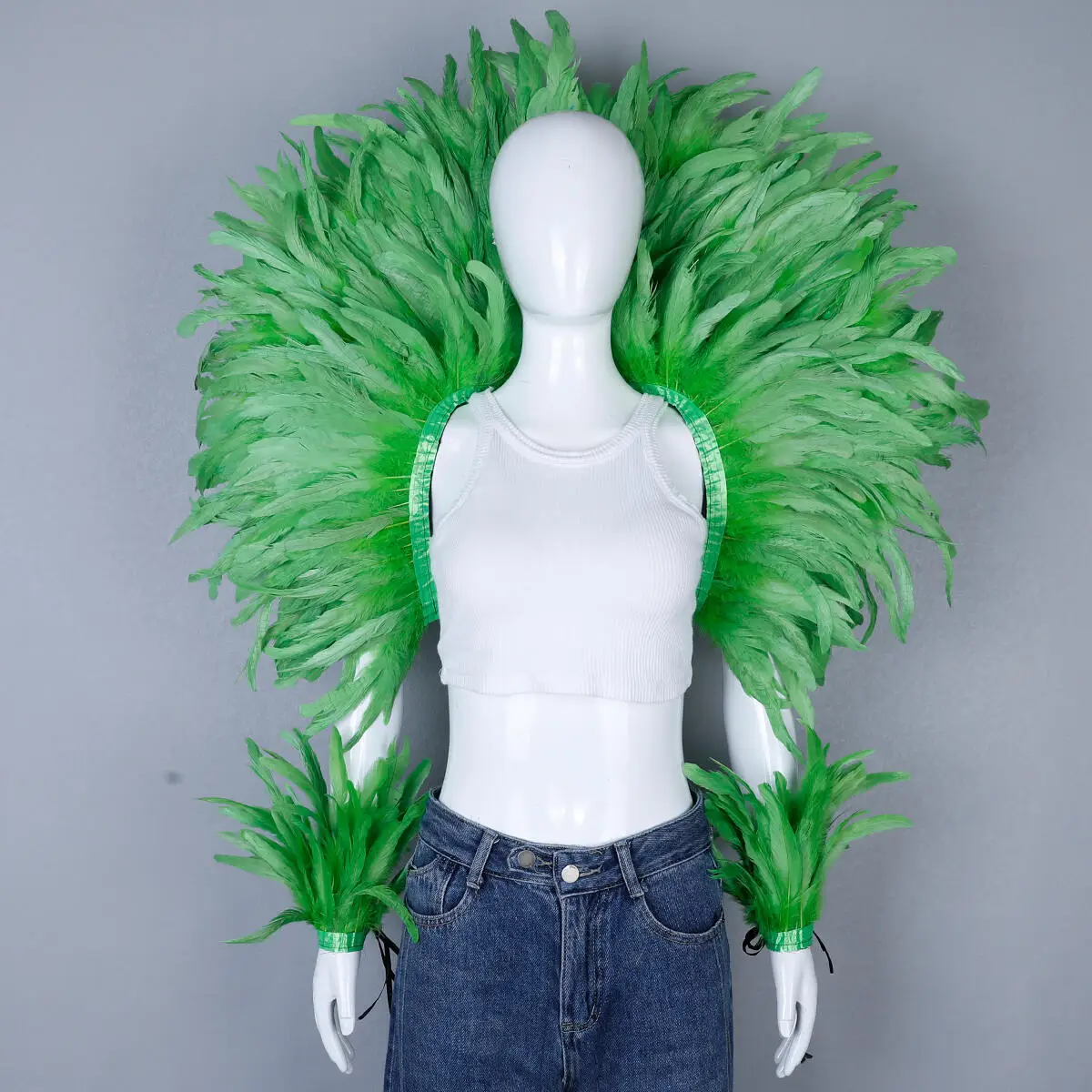 Party Karneval Elegante Damen Schal 2-teiliges Set Cosplay Feder Punk Halloween Masken Ball Feder Punk Karneval Party Set neue – Detail 4