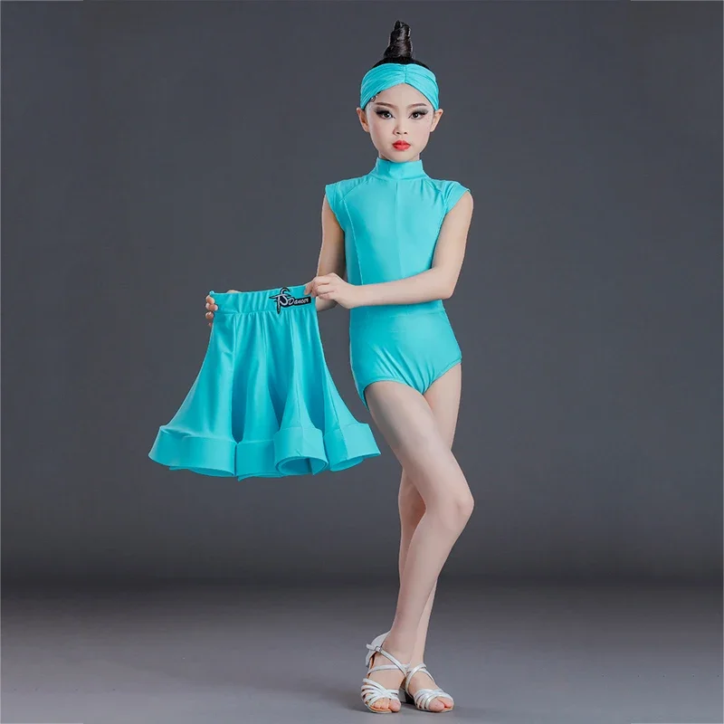 

Blue Latin Dance Dress For Girls Latin Dance Costumes Skirt Children Rumba Cha Cha Samba Tango Dance Performance Wear