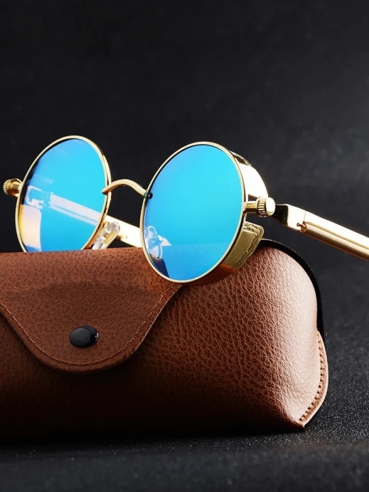 Gafas de sol de Metal Steampunk para hombre y mujer, lentes redondas de moda, de diseñador de marca, Vintage, de alta calidad, 2021