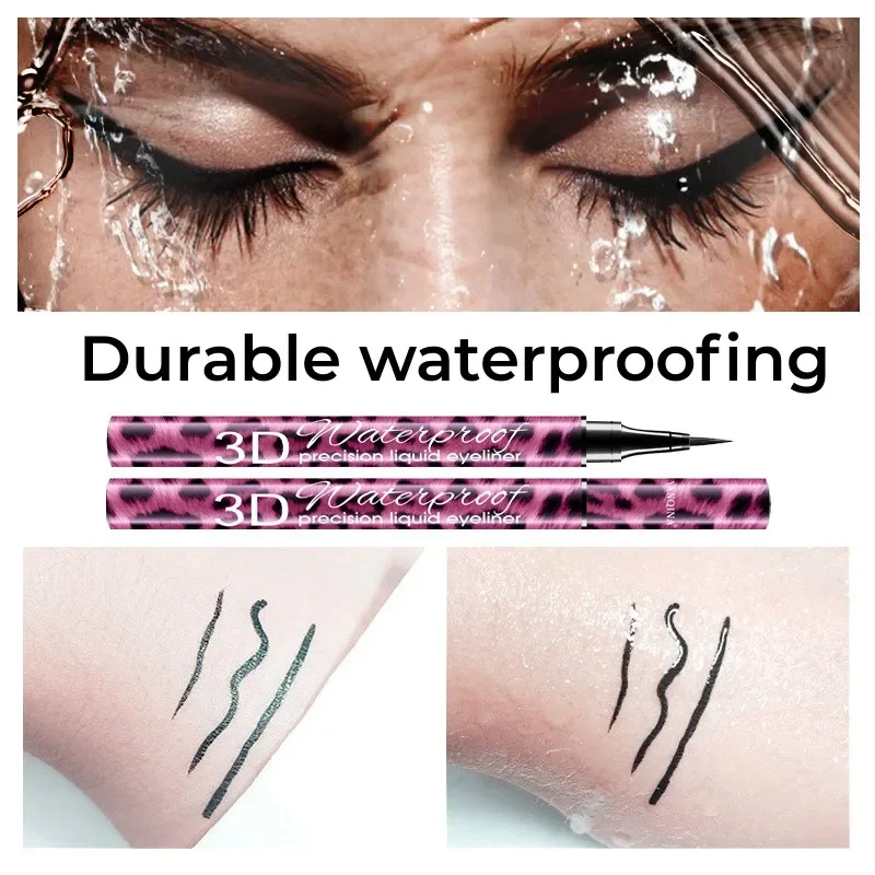 36-Hour Lasting Curling Eyeliner +4D Fiber Mascara Elongate Eyelashes Leopard Print Black Mascara Waterproof Eye Makeup Cosmetic