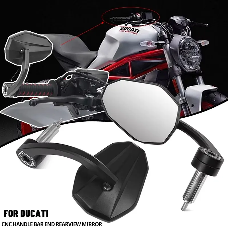 Motorcycle CNC Rear View Side Mirrors Handle Bar End Mirror Fit For Ducati Monster 695 696 796 797 821 1100 1200 1200S 1200R S2R