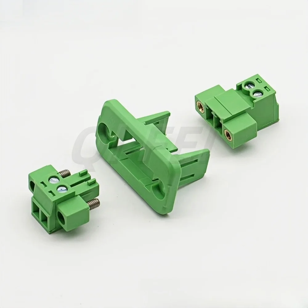 1sets 2EDGWC 3.81mm 5.08mm 3.5mm Pitch 15EDG Terminal Block Through-wall Welding-free Plug-in Type 2~24P with Flange Fixed Panel