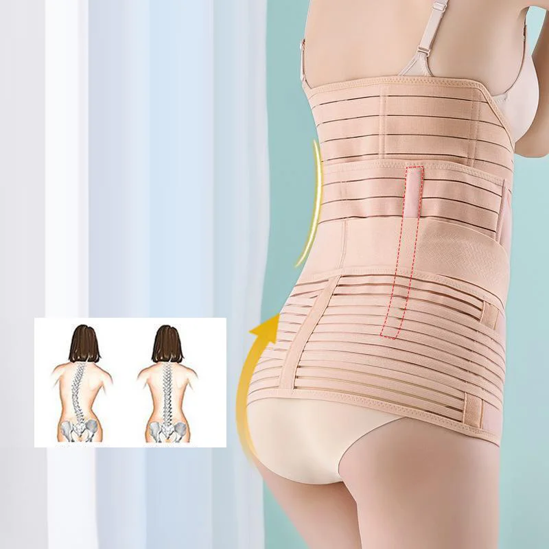 مجموعة حزام تشكيل الجسم بعد الولادة للنساء حزام التحكم في البطن مكون من ثلاثة مريحة وناعمة قابلة للتنفس لتدريب الجسم #3