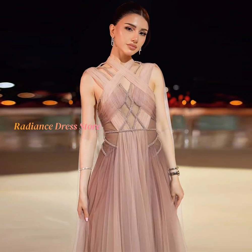 Customized Fashion Tulle Evening Dress Temperament Halter Sleeveless Homecoming Dresses Exquisite Special Occasion Gowns