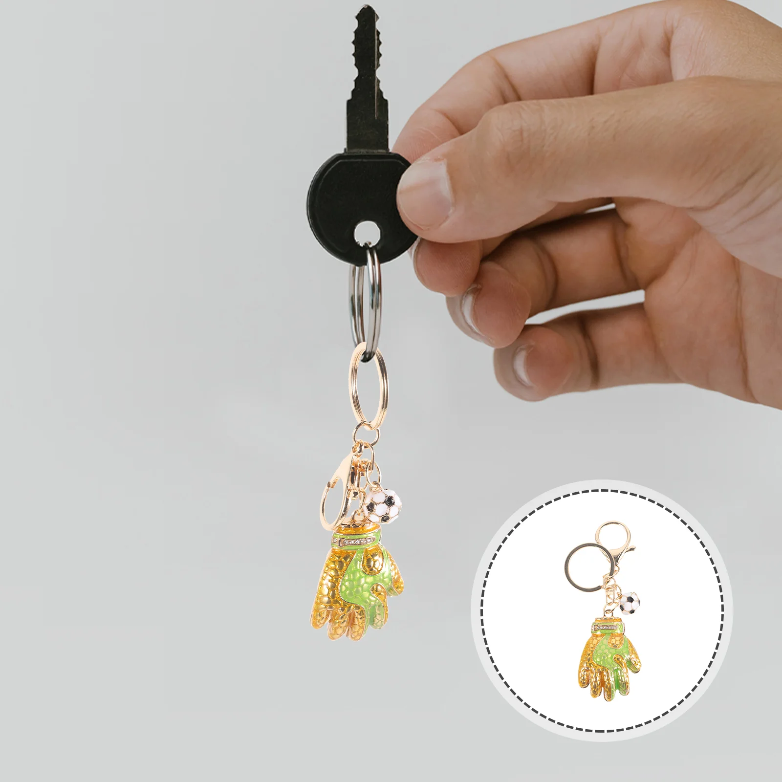 Goalkeeper Glove Keychain Cherry Decorative Ring Luggage Hanging Purse Pendant Metal Football Gloves Man